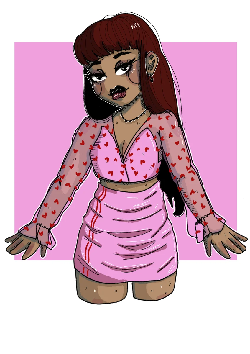 Hot Pink: Silueta & Corazones